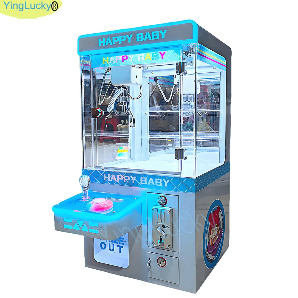 HAPPY Mini máquina de garra grúa de juguete para carnaval Arcade que funciona con monedas KTV Cinema LED 110V 220V, casa de marea