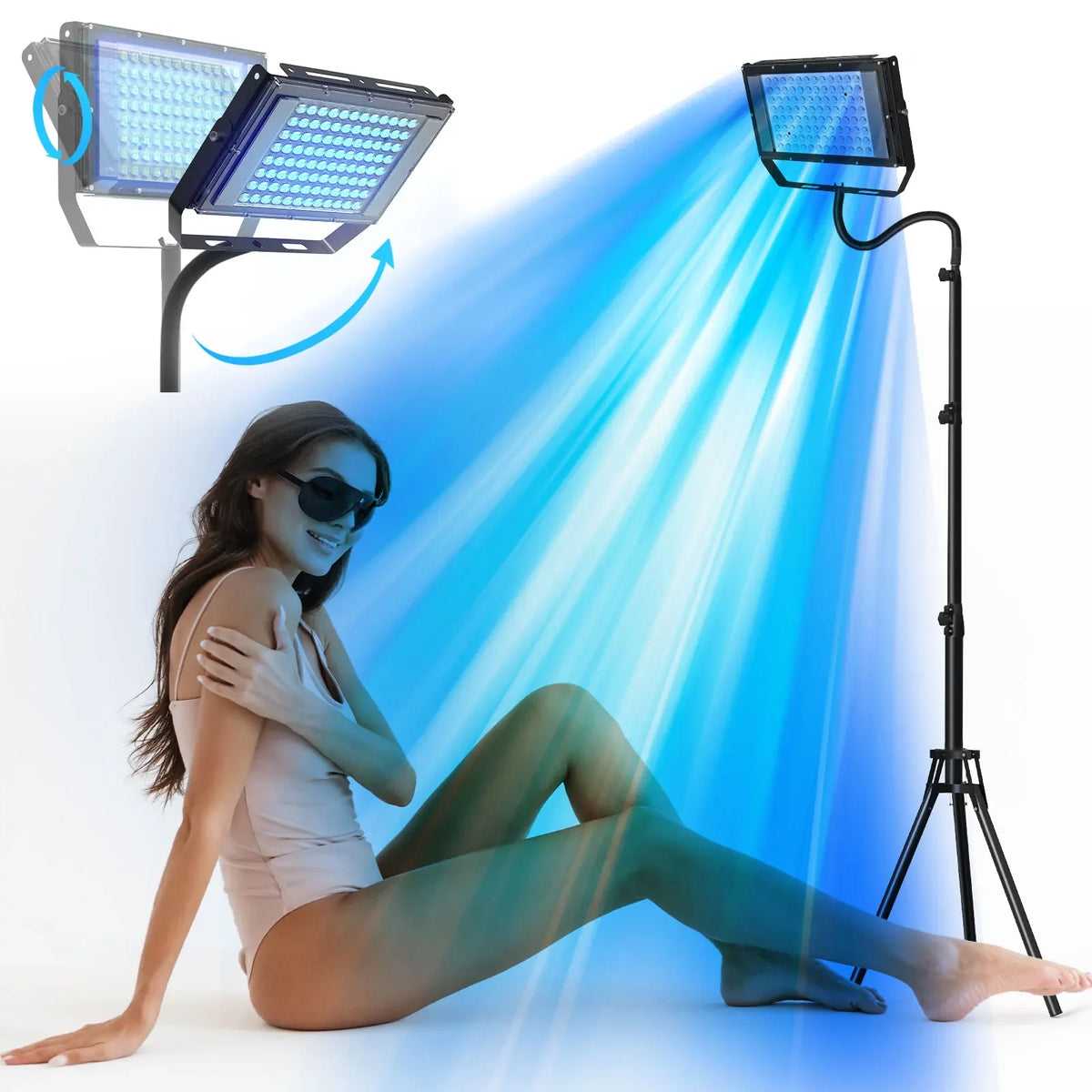 Nueva lámpara de bronceado ultravioleta, lámpara Solarium con trípode de 50W para cuerpo bronceado, 48 Uds., longitud de onda de lámpara de luz azul de 460nm y 480nm, cuidado de la piel