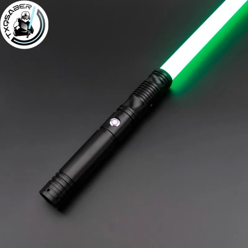 Sable de luz TXQSABER de duelo pesado, con empuñadura de metal, efectos FOC, movimiento fluido, 12 colores, 16 fuentes de sonido, bloqueo de bláster, juguete para niños
