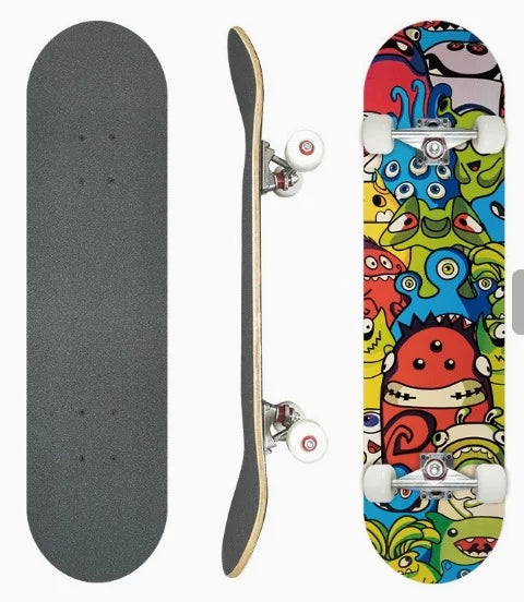Patineta Maple de Doble Kick con 4 Ruedas, Ejes de Aleación de Aluminio, Ruedas de PU, para Adultos y Principiantes, Carga Máxima 150 kg, Patineta Urbana
