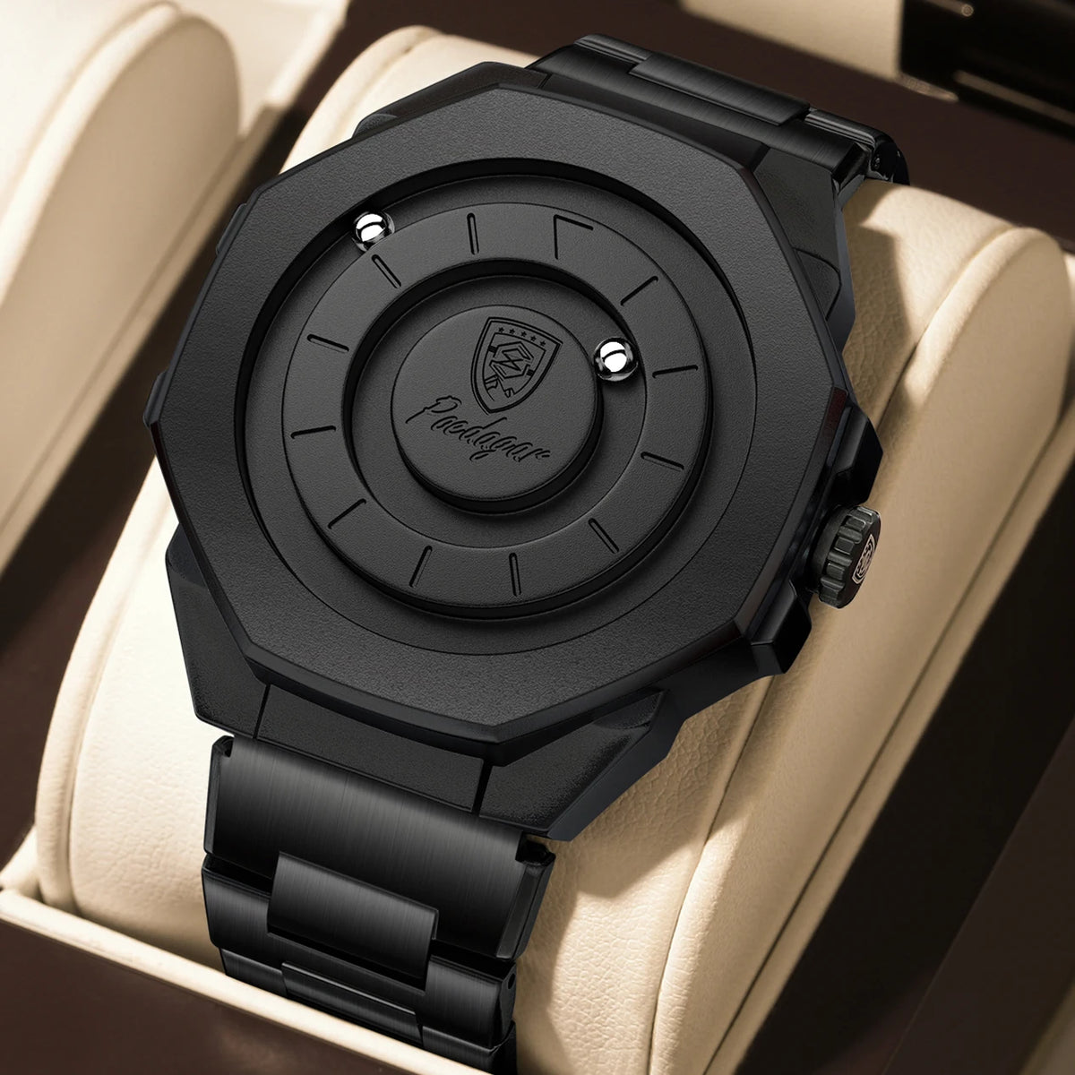 Reloj casual original de alta calidad POEDAGAR para hombre, resistente al agua, elegante, de lujo, de acero inoxidable, reloj de pulsera de cuarzo deportivo + caja