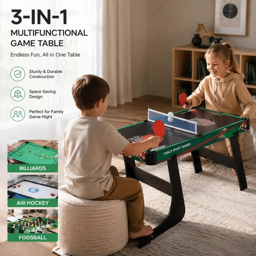 Mesa de Juego 6 en 1 con Futbolín, Billar, Air Hockey, Ping Pong, Juego de Anillos y Hockey sobre Disco, 118x104x71 cm