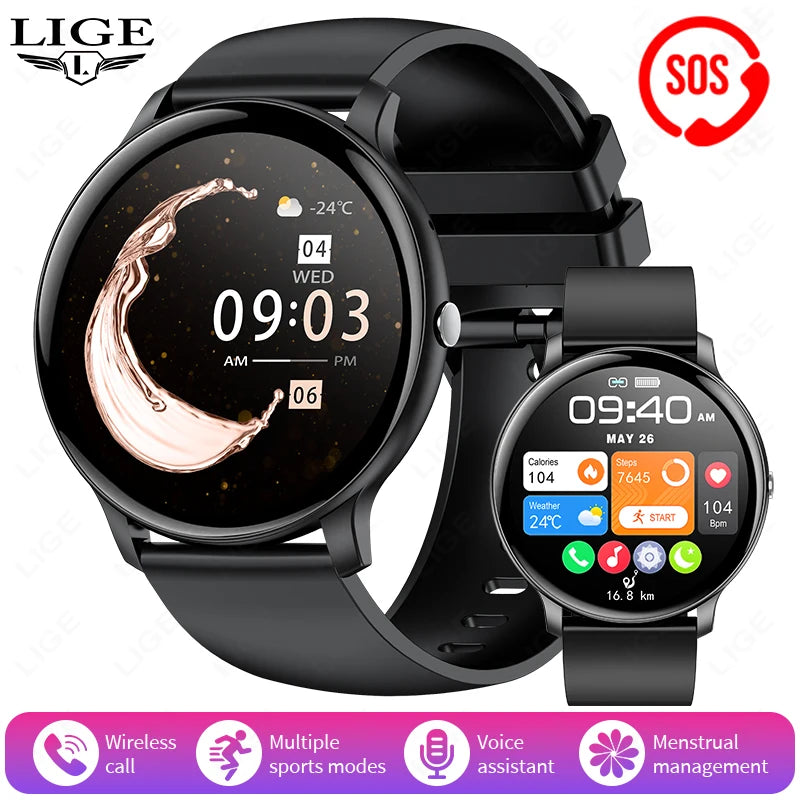 Nuevo reloj inteligente con llamadas Bluetooth para mujer, monitor de frecuencia cardíaca y presión arterial, resistente al agua, para Android e iOS