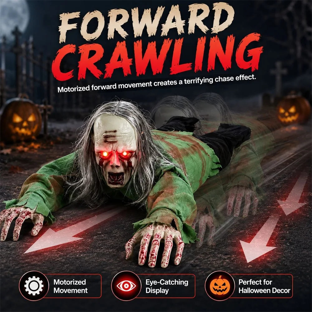 Gateando Halloween Zombie Scary Haunted House Decor Prop Sensor de Movimiento Activado Sonido Efectos de Luz de Configuracin DE LA Escena de Terror