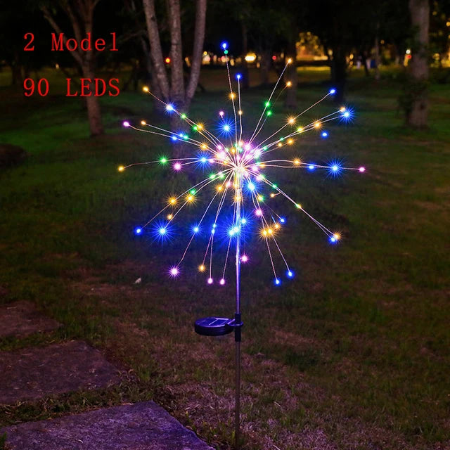 Luz LED de fuegos artificiales solares para exteriores, lámpara de caballo de meteorito, guirnalda de luces, decoración de calle y jardín, luz navideña de Año Nuevo