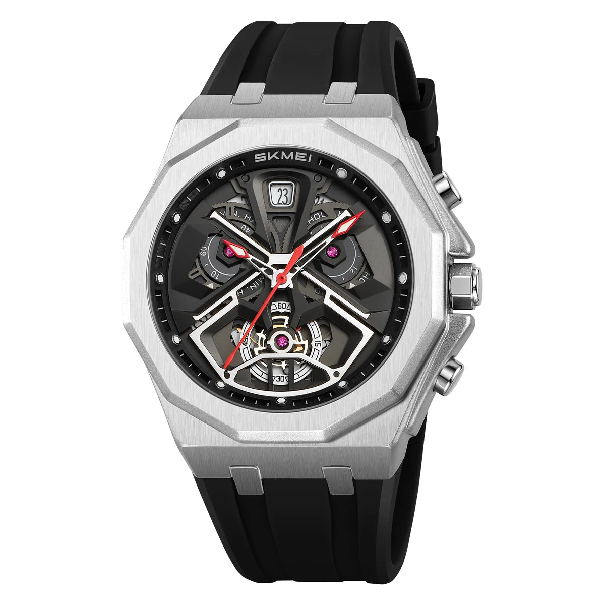 Reloj SKMEI 2432 para hombre, casual, de marca reconocida, redondo, con movimiento de cuarzo, resistente al agua, de lujo, comercial, con visualización de día de la semana.