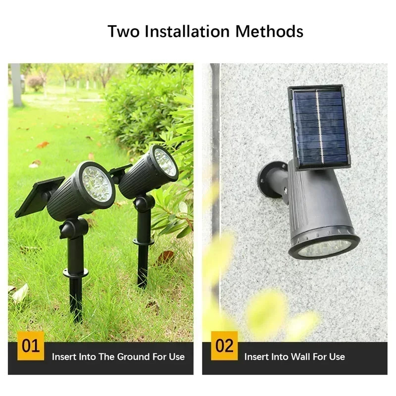 1/2 uds. Focos solares para exteriores, luz solar ajustable para paisajes, 9 LED RGB, impermeables, para árboles, jardín, estanque, patio y camino