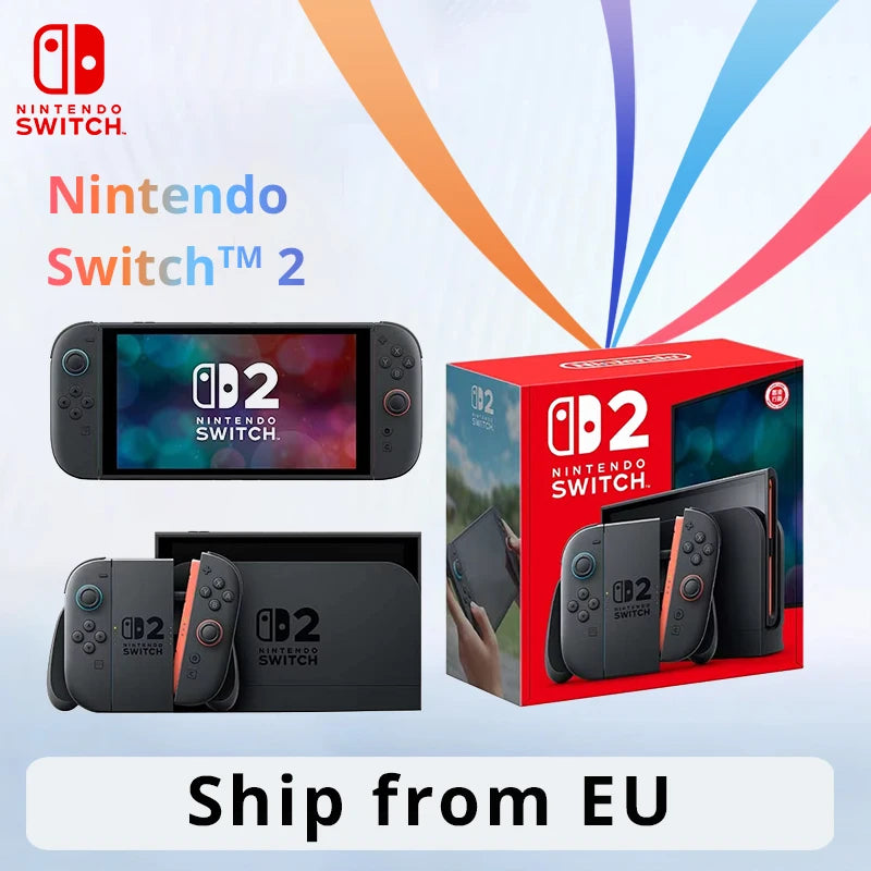 Consola de Juegos Nintendo Switch 2 Versión Original de la UE, 256 GB de Almacenamiento, Consola de Juegos Portátil NS2, Pantalla Táctil LCD de 7.9 Pulgadas, Diseño Magnético, Frecuencia de Imagen de hasta 120 fps, Resol