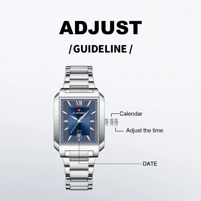Nuevo reloj de cuarzo para hombre NAVIFORCE, resistente al agua 3ATM, reloj de aniversario, reloj de moda con visualización de fecha, correa de acero inoxidable, regalo para hombre