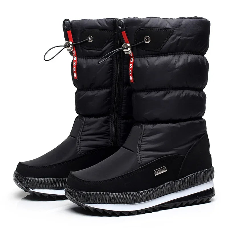 Botas de nieve para mujer, Botas de invierno con plataforma, Botas antideslizantes impermeables de felpa gruesa, zapatos de invierno a la moda para mujer, Botas de piel cálidas para mujer