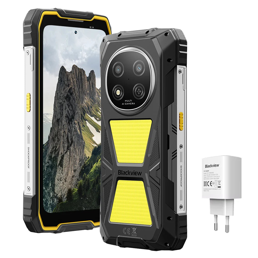 Blackview ROCK 2 Pro 5G Rugged Smartphone,32GB(8+24) RAM+256GB ROM,6.67" IPS 120Hz Display,400lm Camping Light,15000mAh Battery,33W Fast Charge,NFC,Android 16,IP68 IP69K Waterproof Outdoor Phone