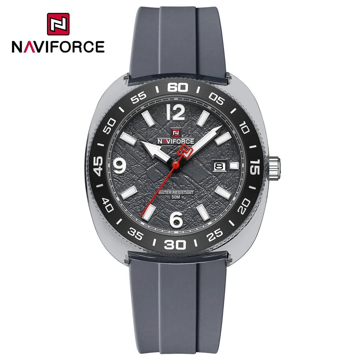 Nuevo reloj de moda para hombre NAVIFORCE con movimiento de cuarzo, pantalla con manecillas luminosas, resistencia al agua de 50 m y correa de silicona