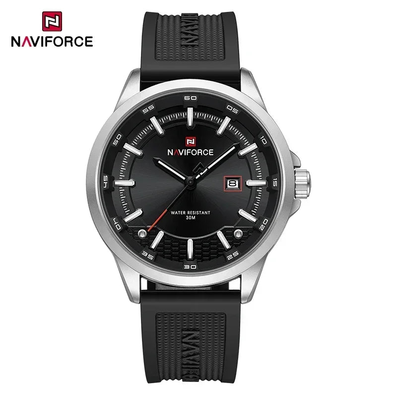 Reloj de pulsera de cuarzo para hombre NAVIFORCE de lujo, resistente al agua hasta 30M, con correa de silicona, estilo ejecutivo casual, reloj original para hombre