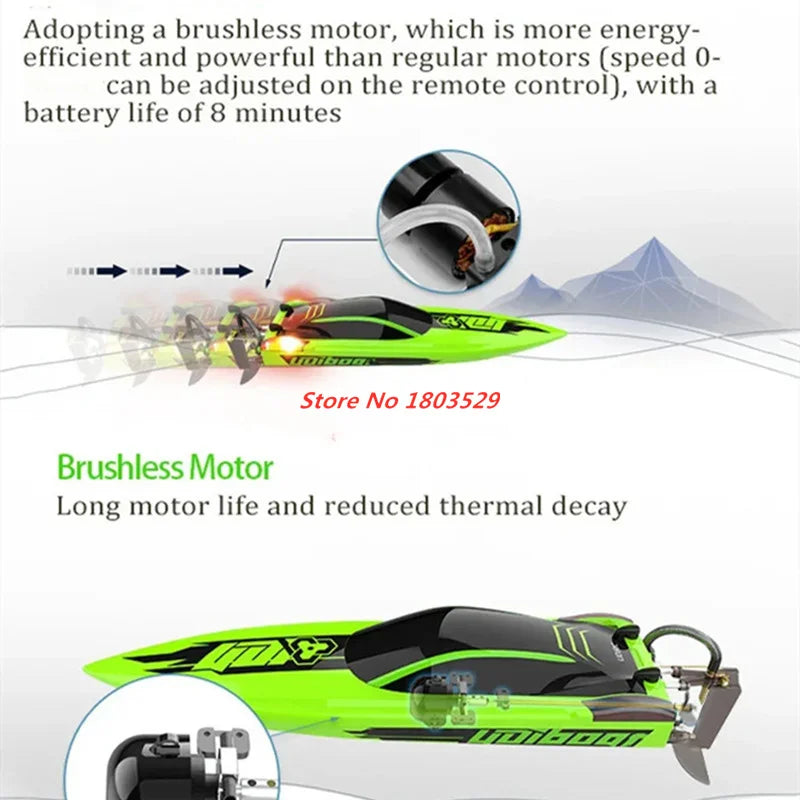 Lancha rápida de alta velocidad sin escobillas de 70 km/h, 57 cm, barco de carreras RC grande con refrigeración por agua, lancha rápida RC impermeable de PVC, juguetes