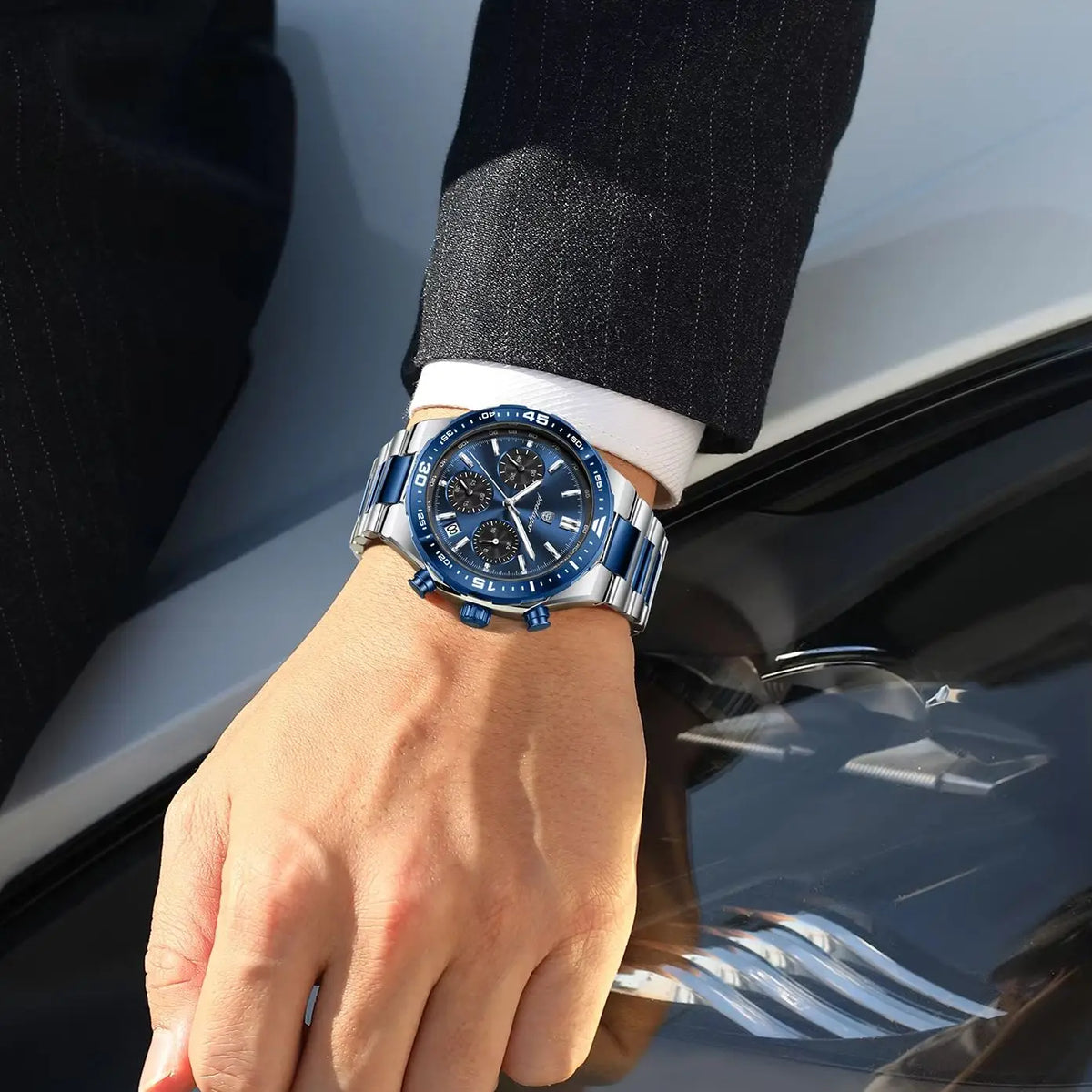 Reloj de cuarzo para hombre POEDAGAR, elegante, casual, luminoso, resistente al agua, de acero inoxidable, con cronógrafo y fecha