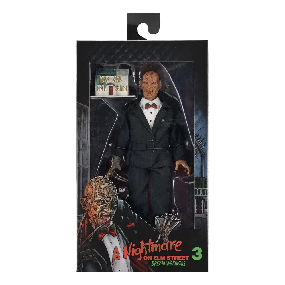 Figura de acción NECA Tuxedo Freddy de 8 pulgadas, modelo de la película A Nightmare on Elm Street 3, muñeco de Freddy, juguetes de terror, kit de garaje.