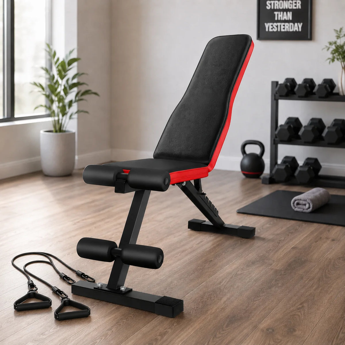 Banco de Ejercicios Plegable Ajustable en 7 Niveles, Banco Multifuncional para Mancuernas con Estructura de Acero Resistente, Banco de Pesas Ergonómico con Soporte para la Columna Vertebral para Entrenamiento de Fuerza de Cu