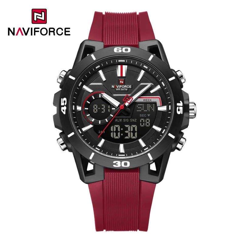 7135 NAVIFORCE Men's Dual Time Watch Fashion Sport Water Resistant Countdown Wristwatch Man Chronograph Alarm Clock Reloj Hombre