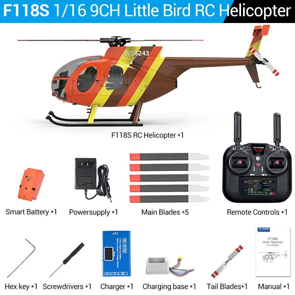 Nuevo YUXIANG F119S(MD500) helicóptero 9CH GPS 1/16 flujo óptico sin escobillas 18Min avión de lucha para regalo de vacaciones