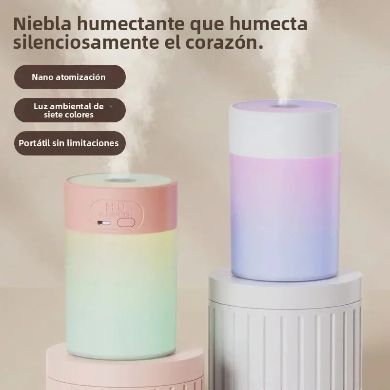 Humidificador USB LED de Ambiente Colorido, Mini Humidificador para Coche, Hogar, Dormitorio, Humidificador de Aire Portátil de Escritorio, Aromaterapia, Ultrasónico sin Agua