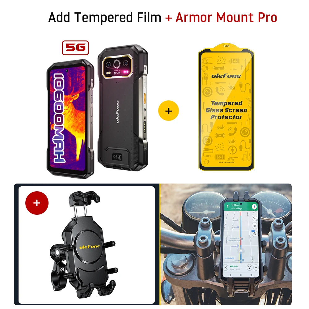 Ulefone Armor 27T Pro+ 5G 10600mAh 64MP Visión Nocturna Hasta 24GB+256GB Smartphone Robusto Android 15 6.78" 120Hz LCD
