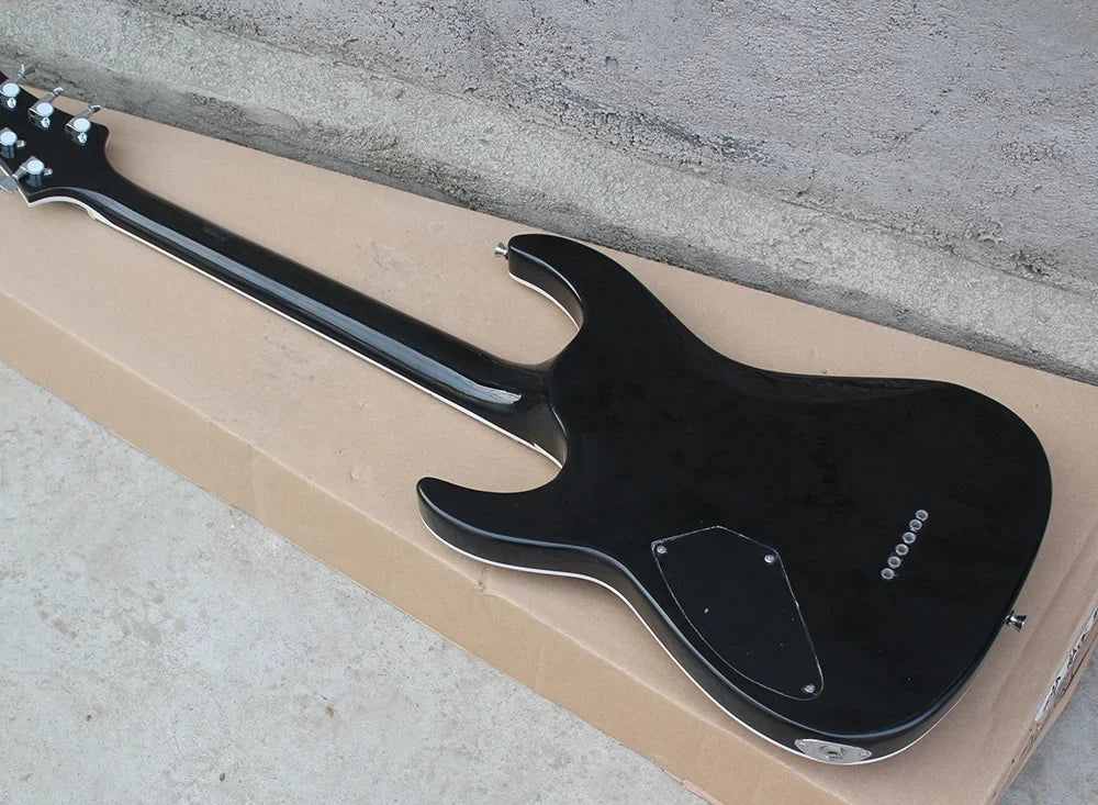 Guitarra Eléctrica de Alta Calidad, Instrumento de Cuerdas de 6 Cuerdas, Guitarra Negra Brillante