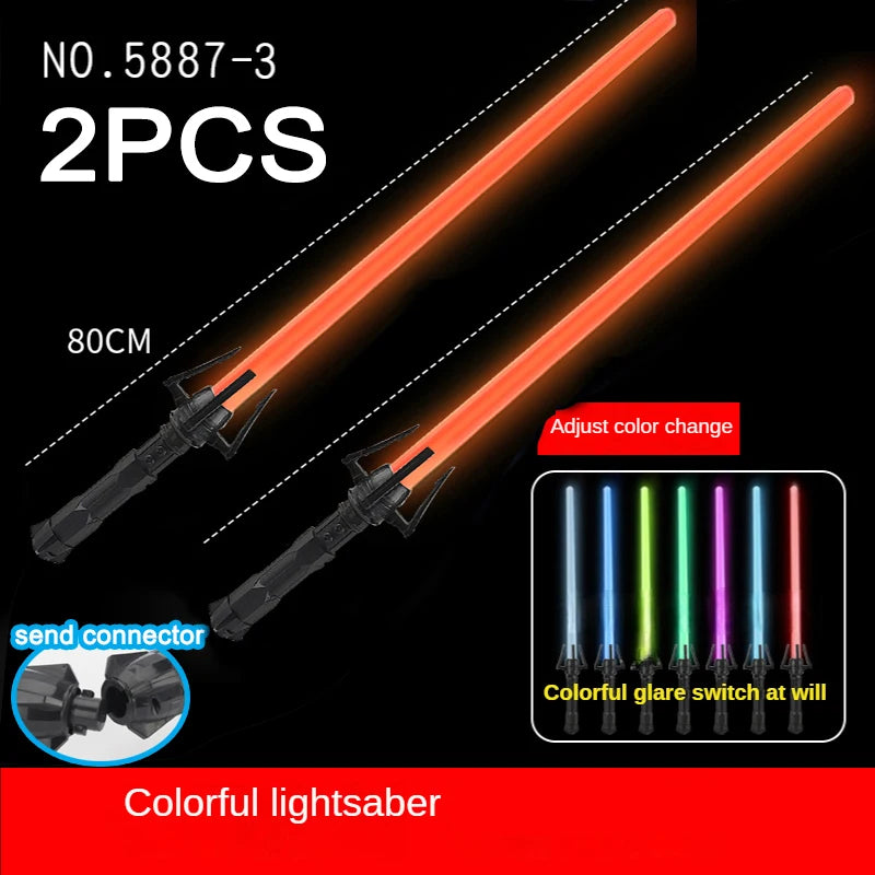 Nuevo sable de luz de 80/66 cm para duelo, espada láser RGB, juguete con 7 colores, sable de luz Force FX para niños, juguete FOC, regalo de espada láser Jedi, 2 unidades