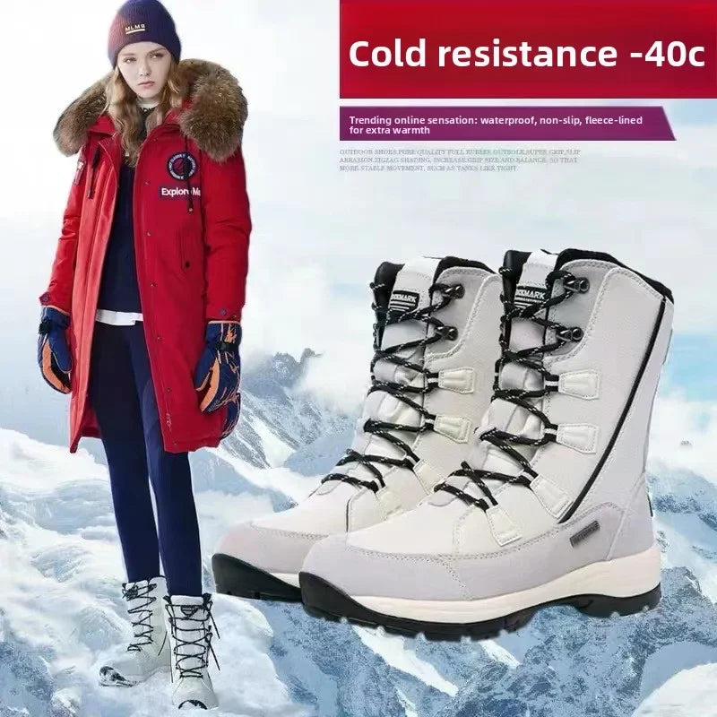 Calzado Deportivo de Invierno para Hombre y Mujer, Botas de Nieve, Botas de Senderismo Cálidas, Gruesas, Impermeables, Antideslizantes, Botas de Viaje, Botas de Esquí para Mujer