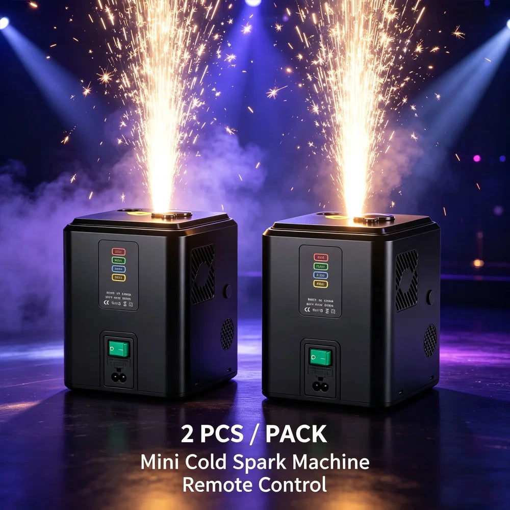 2 piezas/lote Mini máquina de chispas frías de 350W con control remoto, equipo de efectos para escenario, para DJ, discoteca, club, baile, boda, fiesta