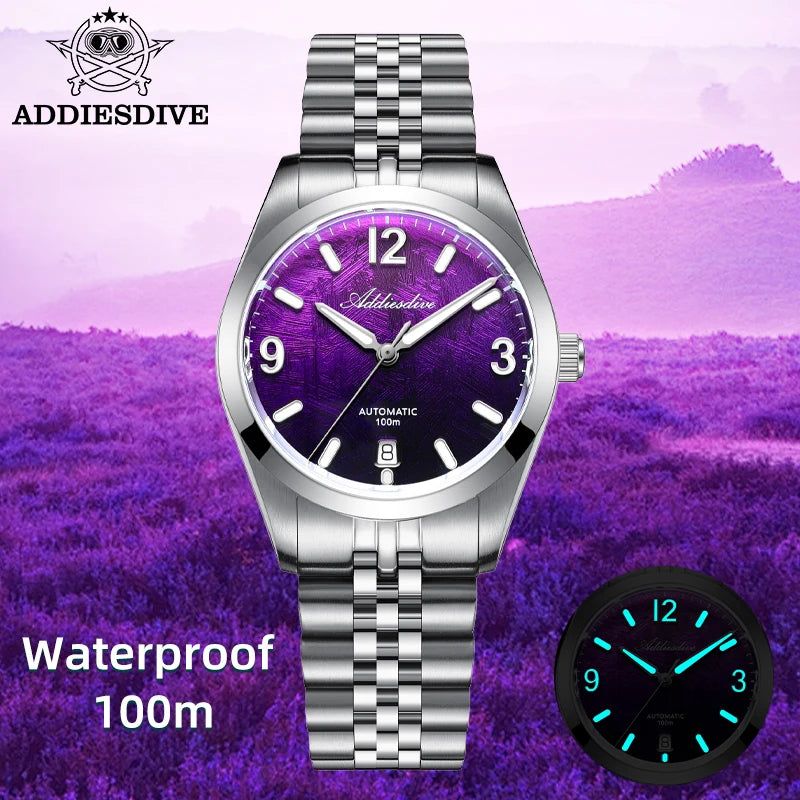 Reloj automático de buceo de lujo para hombre ADDIESDIVE, mecánico, cristal de zafiro, resistente al agua 100M, acero inoxidable, deportivo y elegante AD2547