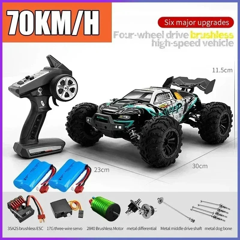 Coche teledirigido SCY16101 16102 de alta velocidad 70 km/h, coche teledirigido con tracción a las cuatro ruedas para niños, motor sin escobillas con LED