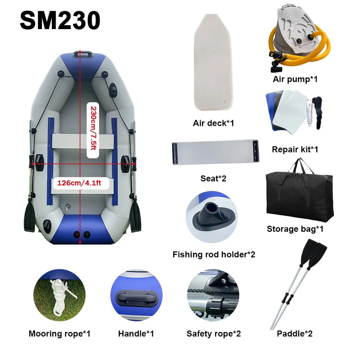 Bote inflable de PVC reforzado, para 1 a 3 personas, kayak inflable para pesca, bote plegable, canoa para deportes acuáticos al aire libre, pesca y rafting.