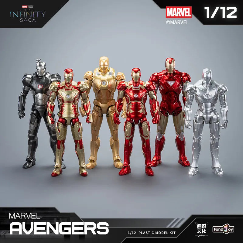 Fondjoy Marvel 1:12 Serie de Montaje 3 Iron Man 3 Mk3 Figura de Acción Caja Sorpresa Vengadores Saga Infinita Modelo Coleccionable Juguete Regalo