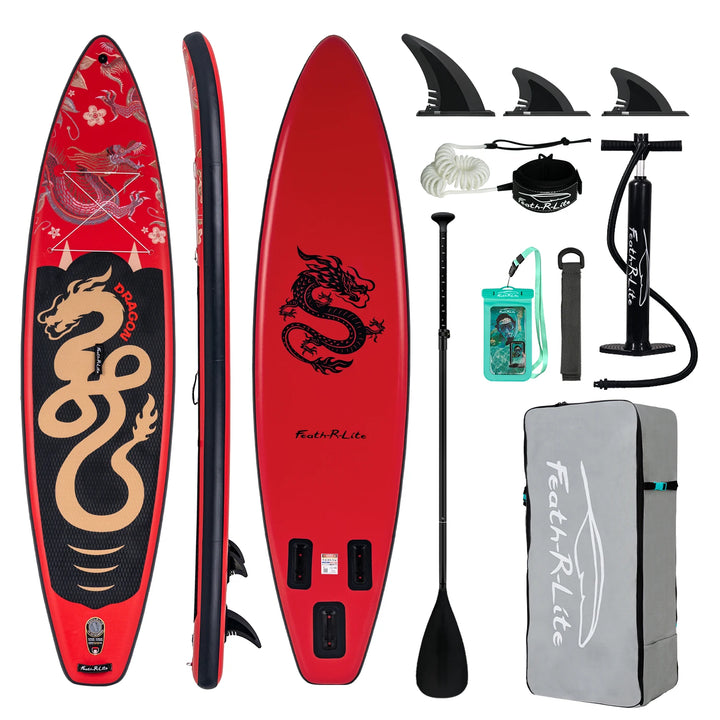 Funwater SUPFR17S: tabla de paddle surf inflable, conjunto de 350x84x15 cm, capacidad de 180 kg, tabla de paddle surf roja, soporte para cámara de acción, tabla de surf para paseos, yoga acuático, pesca, deportes acuático