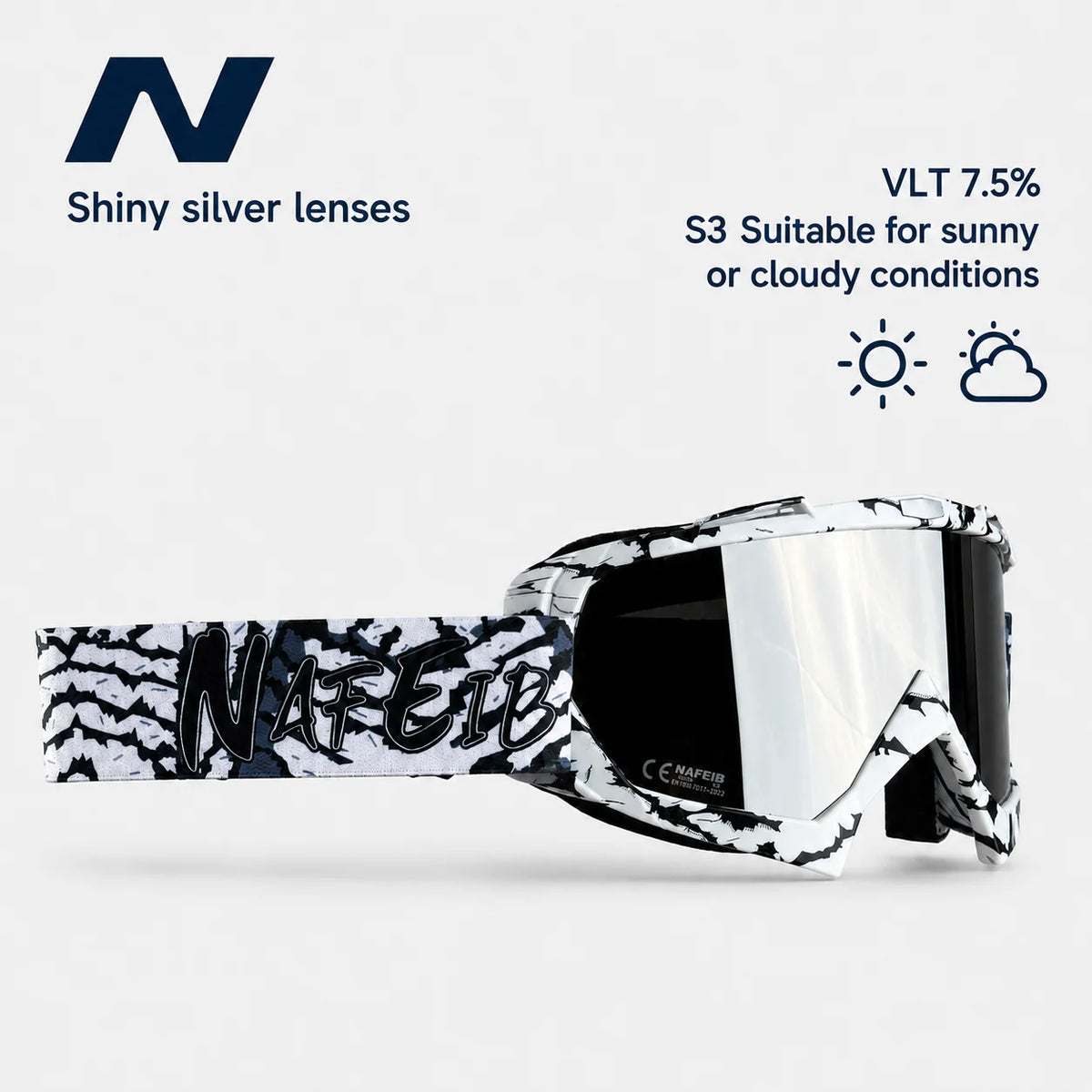 Gafas de Esquí, Aptas para Esquí y Snowboard, Gafas de Motociclismo para Todas las Estaciones, Equipadas con Lentes Anti-UV HD UV400