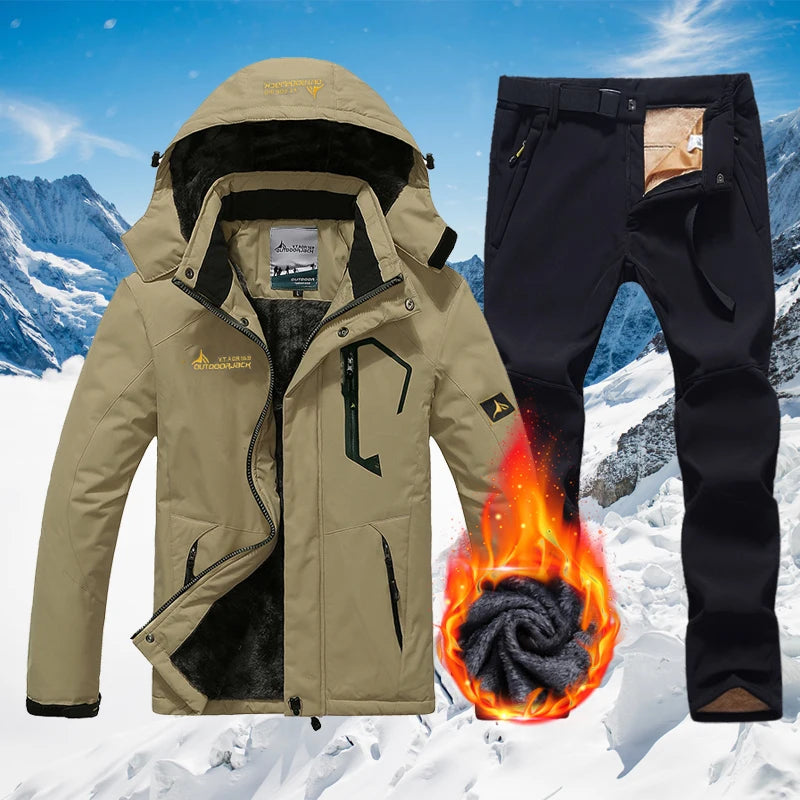 Traje de esquí de invierno para hombre, chaqueta de lana para snowboard, pantalones gruesos, cálidos, impermeables, a prueba de viento, conjuntos de esquí y snowboard, trajes de nieve para hombre