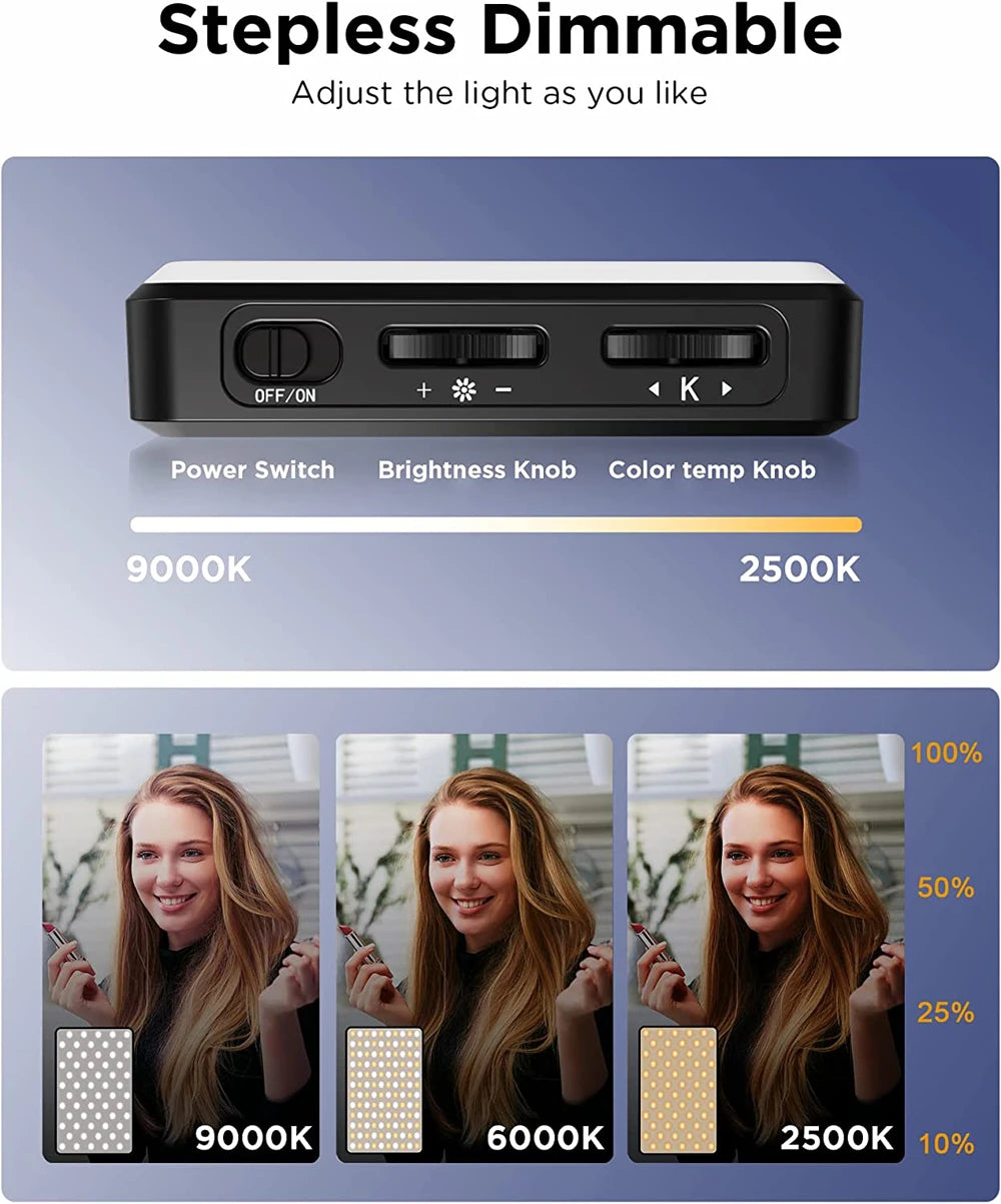 Luz LED para Selfie, luz de relleno para teléfono, 120 LED, 3000mAh, luz de vídeo portátil recargable para Tiktok, Vlog, videoconferencia, Selfie
