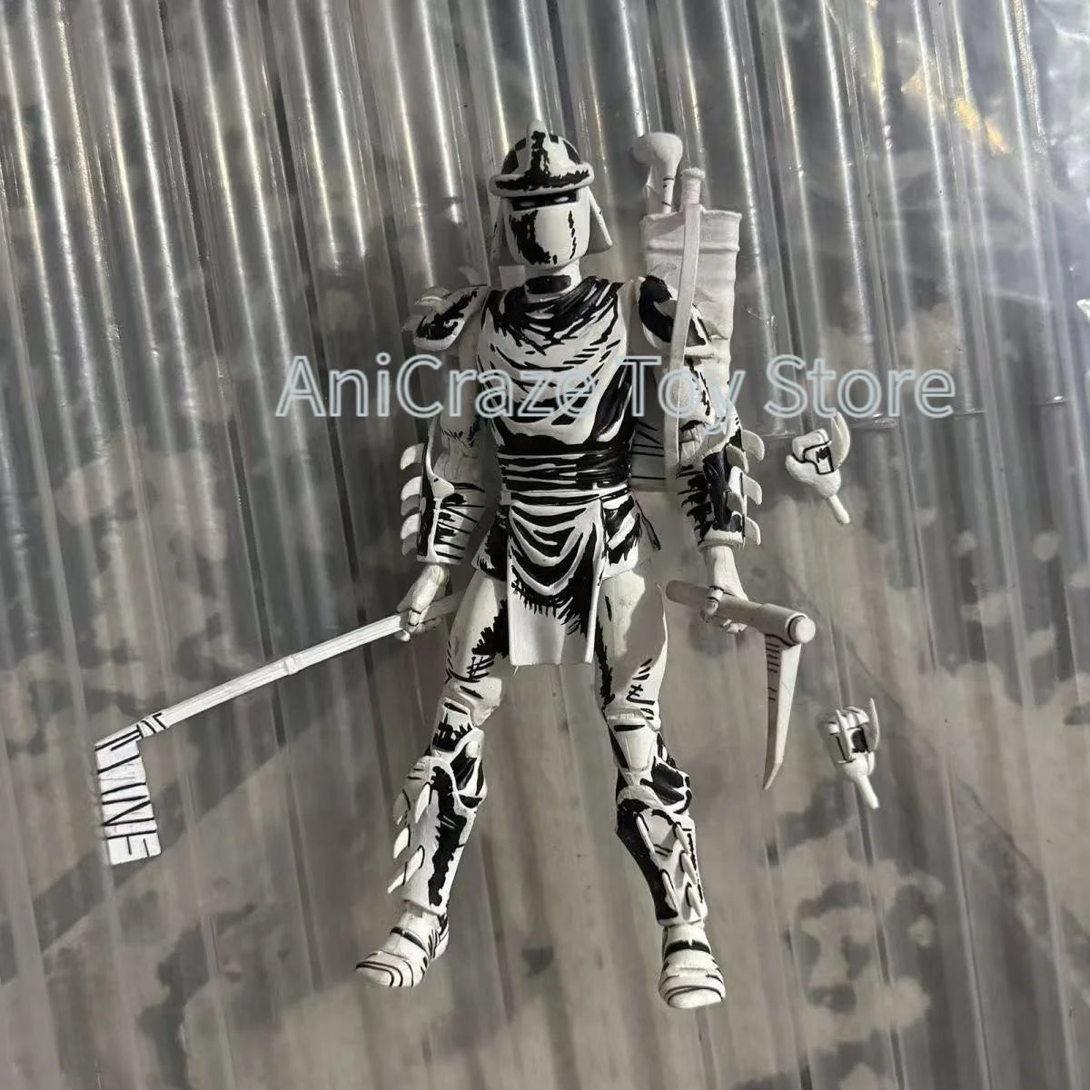 Figura de acción y estatua de colección TMNT NECA, reportera con ropa amarilla, Splinter y soldado del Clan del Pie en blanco y negro, modelo de juguete, regalo