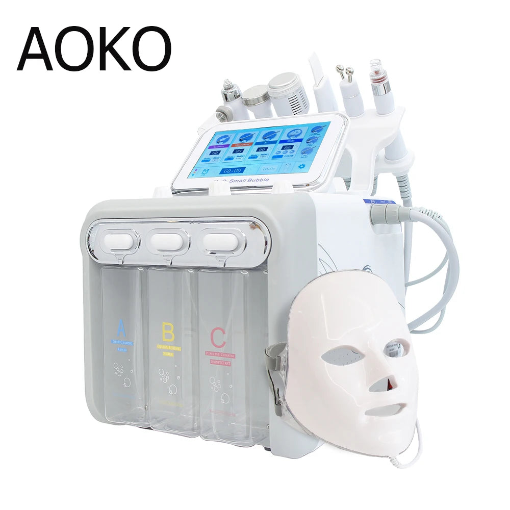 AOKO 6/7 en 1 Dermoabrasión Peel Spa Máquina Facial Rejuvenecimiento de la Piel Hydro Dermoabrasión Aqua Limpieza Profunda Dispositivo de Cuidado de la Piel
