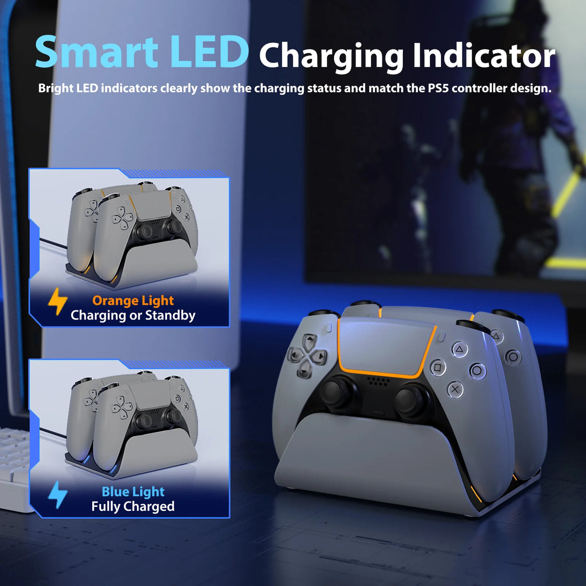 Base de carga rápida para mandos de PS5, estación de carga inalámbrica dual para mandos de PlayStation 5, accesorios para base de carga