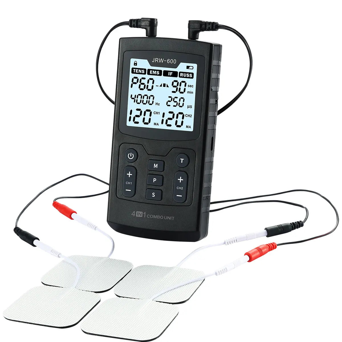 60 modos de masaje 4 en 1 Estimulador muscular eléctrico Combo terapia de fisioterapia 4000Hz EMS IFC RUSS TENS electroestimulador de pulso