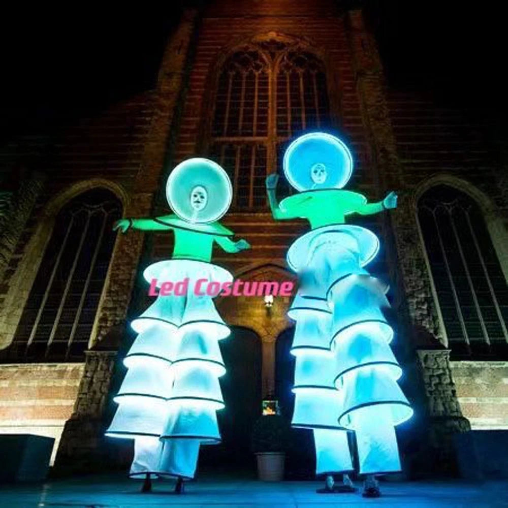 Traje de Robot LED Gogo, cambio de Color, disfraz de andador de paletas iluminadas, vestido gigante luminoso, actuación en club nocturno, disfraz de Halloween