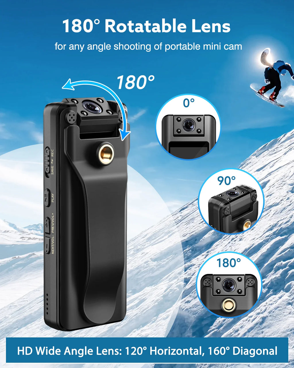 BOBLOV A22 Mini cámara corporal Digital 1080P deportes DV HD pantalla magnética visión nocturna pequeña cámara niñera videocámara policía