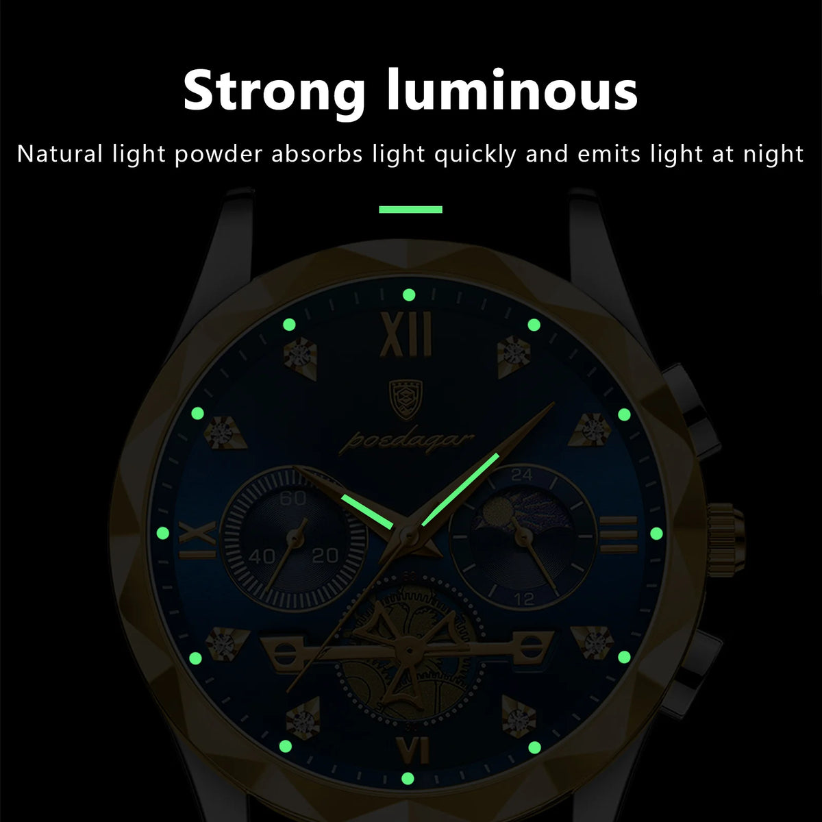 Reloj de pulsera creativo POEDAGAR para hombre, reloj de cuarzo empresarial de acero inoxidable, cronógrafo, resistente al agua, luminoso, a la moda