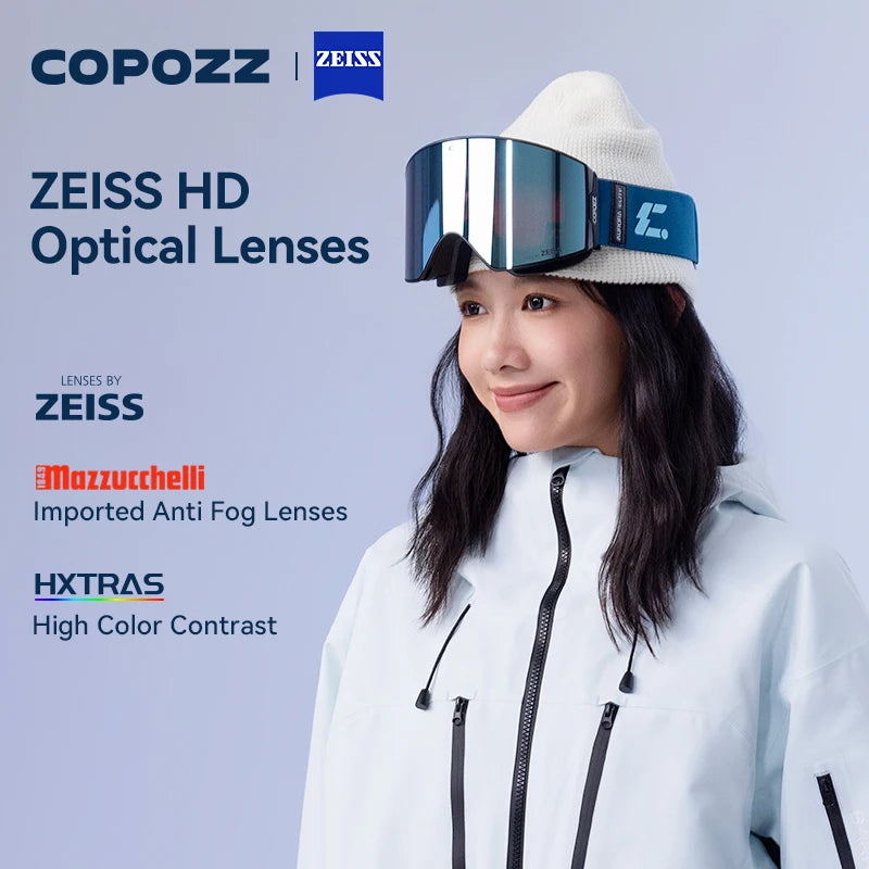 COPOZZ Nuevas Gafas de Esquí Magnéticas para Hombre, Gafas de Esquí Antivaho para Adultos, Protección UV400, Gafas de Snowboard con Lentes Zeiss