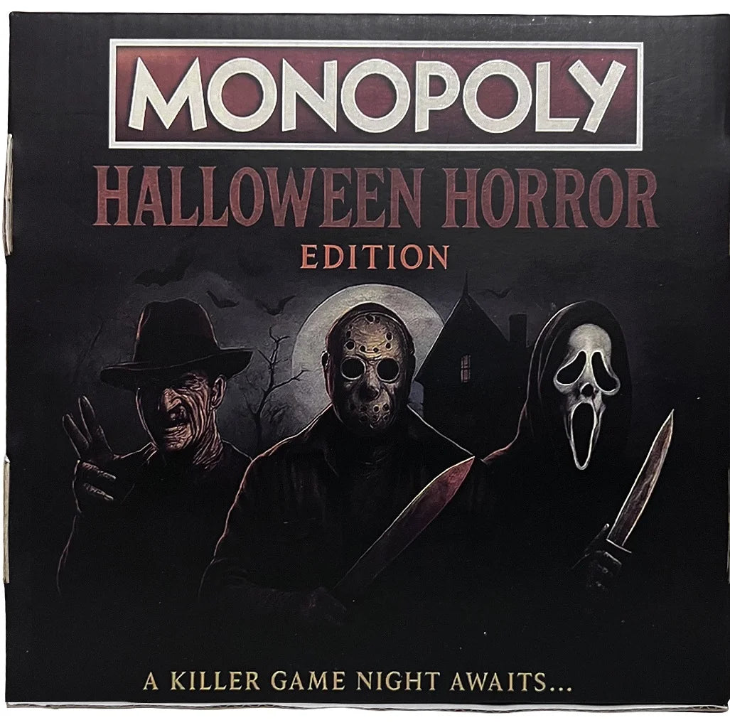 Juego de mesa de ajedrez Monopoly de Halloween, temática de personajes asesinos de películas de terror, regalos de colección para entusiastas del terror y fiestas familiares