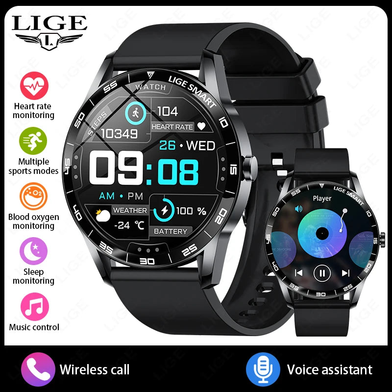 LIGE Nuevo Reloj Inteligente 2025 para Hombre, Resistente al Agua IP68, Monitor de Frecuencia Cardíaca, Pantalla Táctil Completa, Reloj Deportivo de Fitness con Llamada Bluetooth