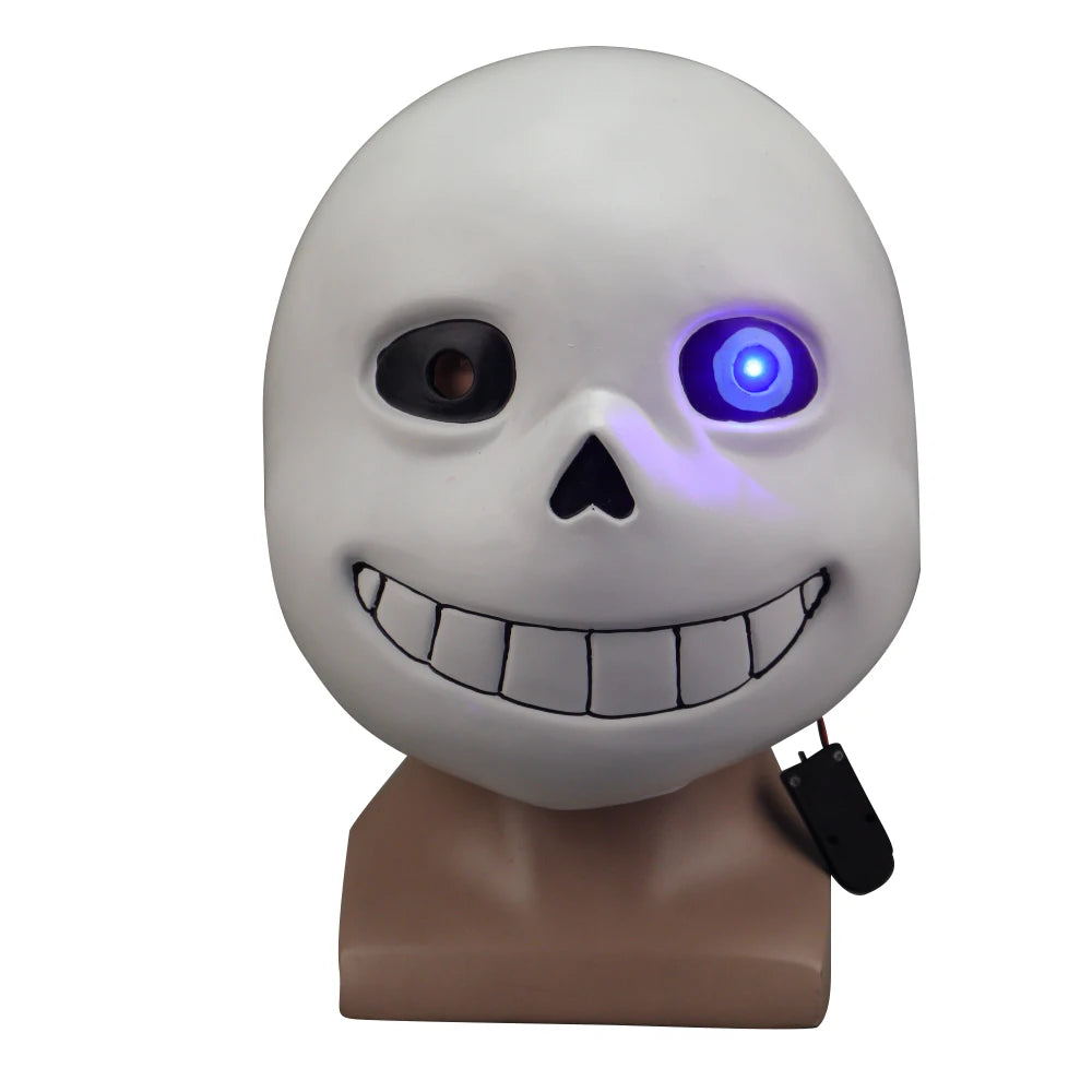 Máscaras del Juego Undertale, Máscara Completa de Sans con Luz LED, Máscara de Látex para Cosplay de Adultos, Accesorios para Fiestas de Halloween