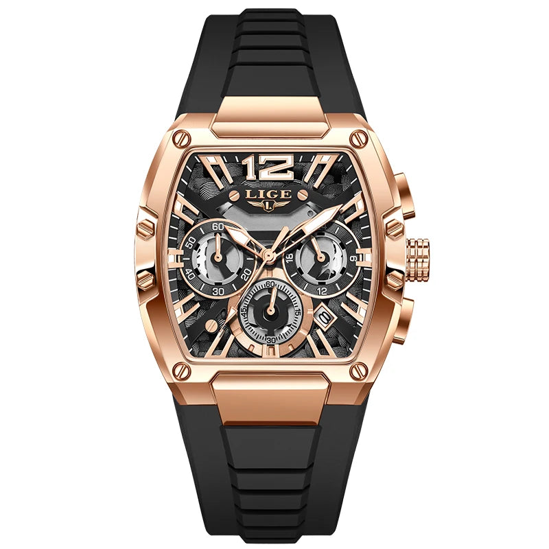 Reloj de lujo para hombre LIGE 2026, resistente al agua, de silicona, luminoso, con calendario y cronógrafo, reloj de cuarzo para regalo de Halloween