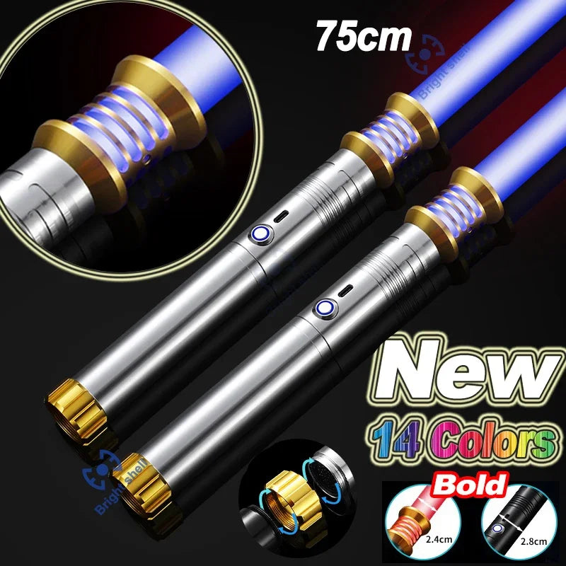 Juguete de sable de luz láser de metal, sable de luz RGB con 15 cambios de color, sonidos, efectos Force FX, FOC, juguete bláster, regalo de espada láser Jedi